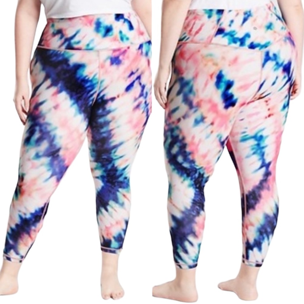 Athleta | Elation Tie Dye 7/8 Legging Tight Pink Blue Size 1X